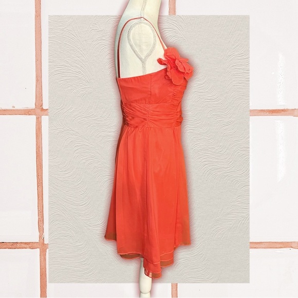 NWT Nanette Lepore Coral Silk ‘Tap’ Mini Dress With Removable Straps & Flower - Picture 10 of 11